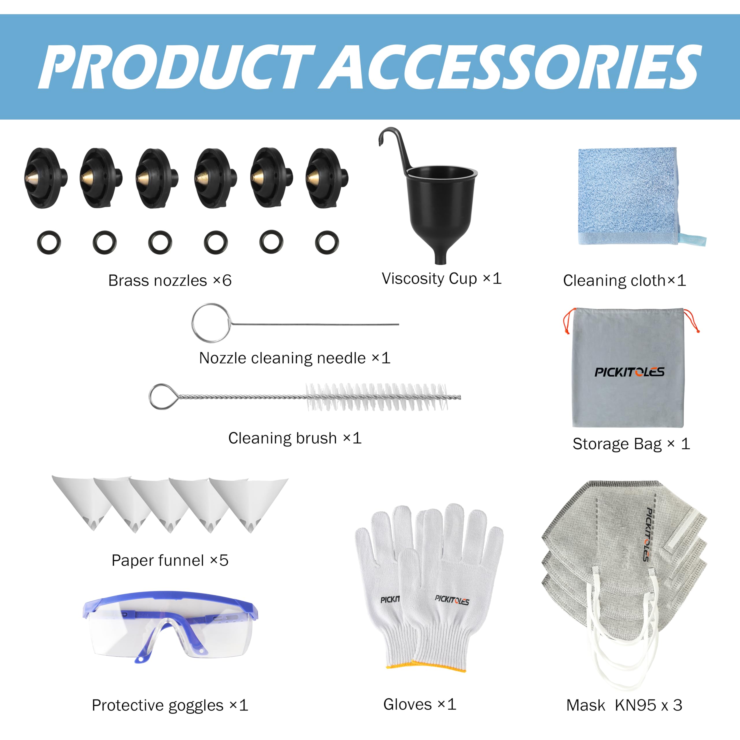 PICKITOLES paint sprayer packaging and included items