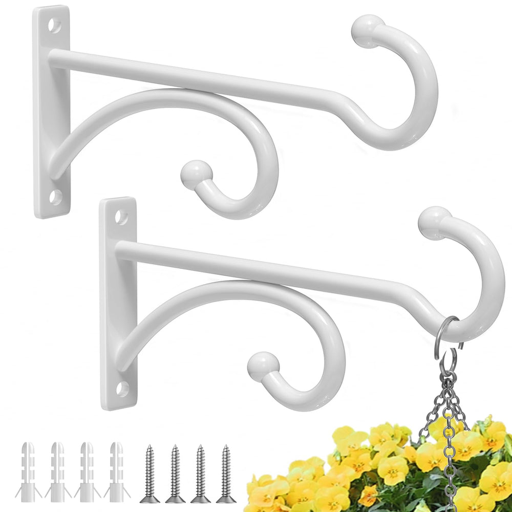 pickpiff 6-inch planter hook white metal front view