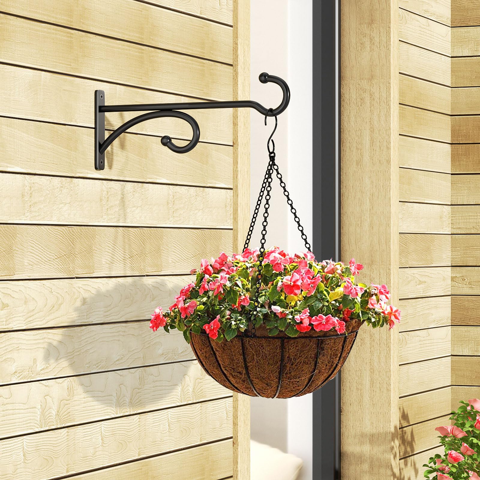 pickpiff 8-Inch Plant Hanger Hook, black metal side view