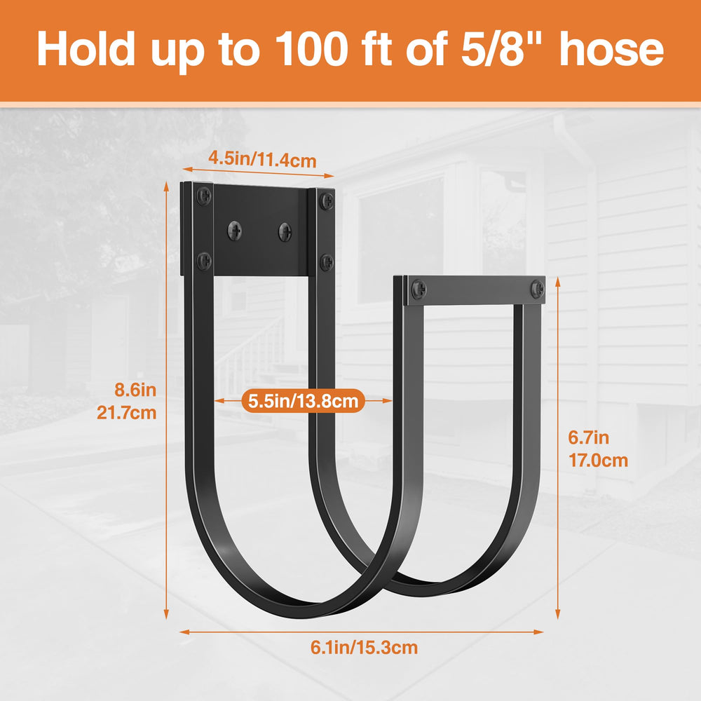pickpiff hose holder in outdoor setting with garden tools