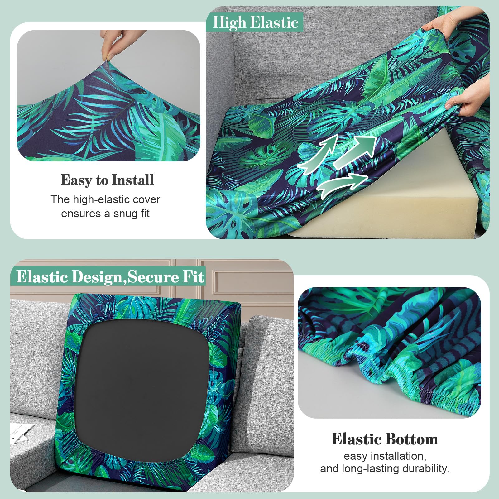 pickyNproud 14Pcs Cushion Covers in Palm Leaves pattern on patio cushions
