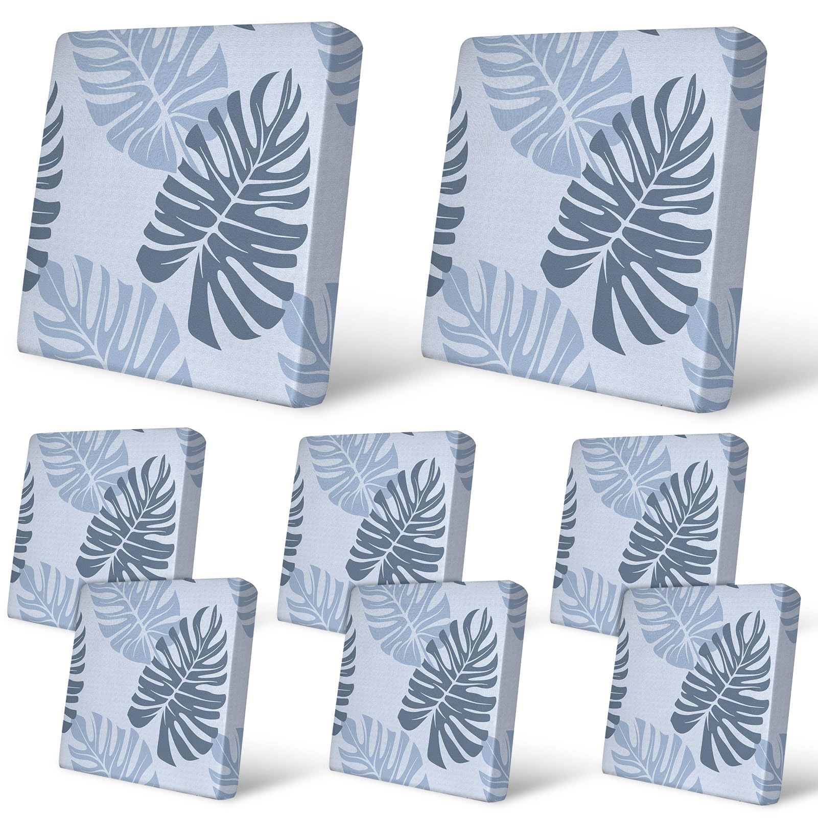 pickyNproud 8 Pcs Patio Cushion Covers Gray Leaves front view
