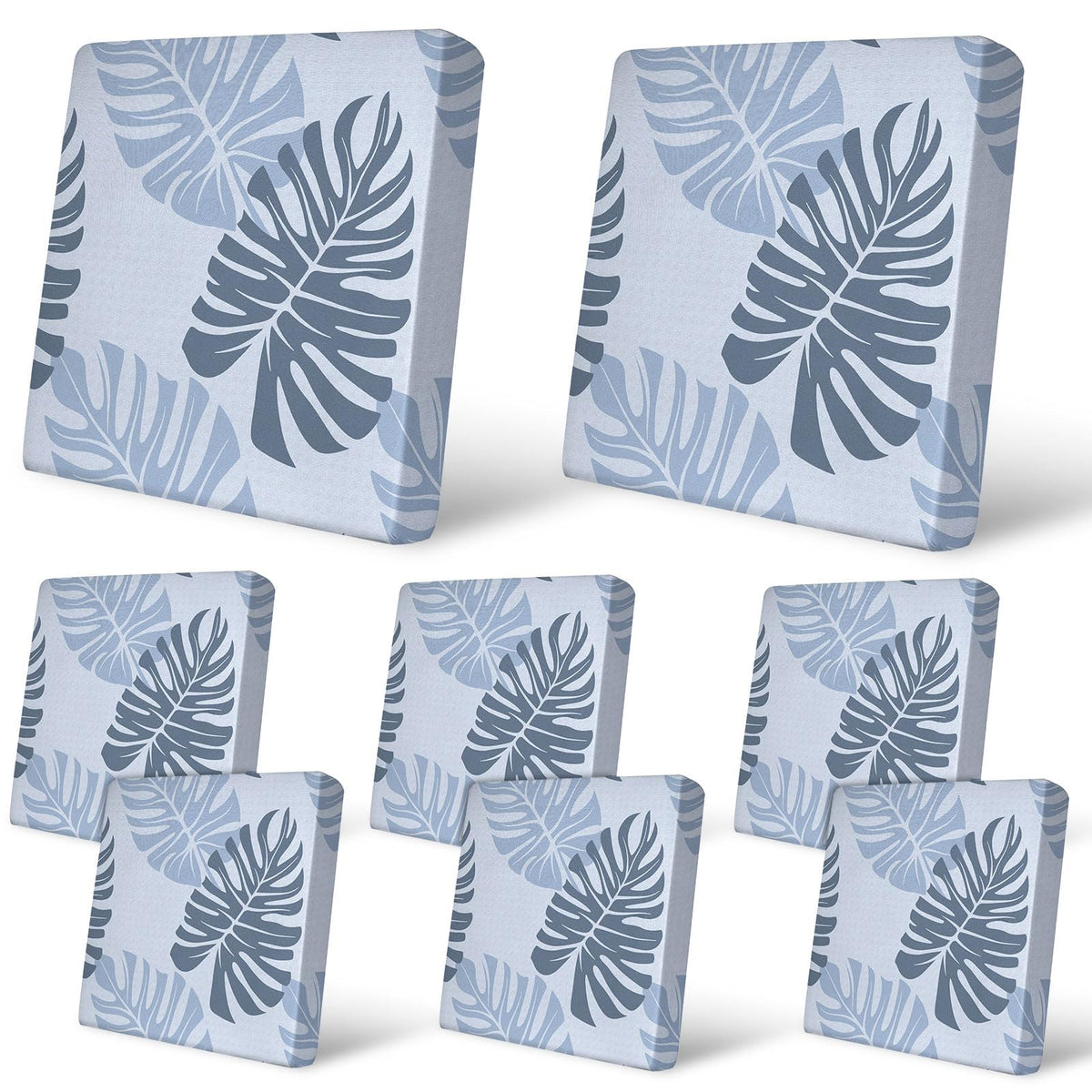 pickyNproud 8 Pcs Patio Cushion Covers Gray Leaves front view