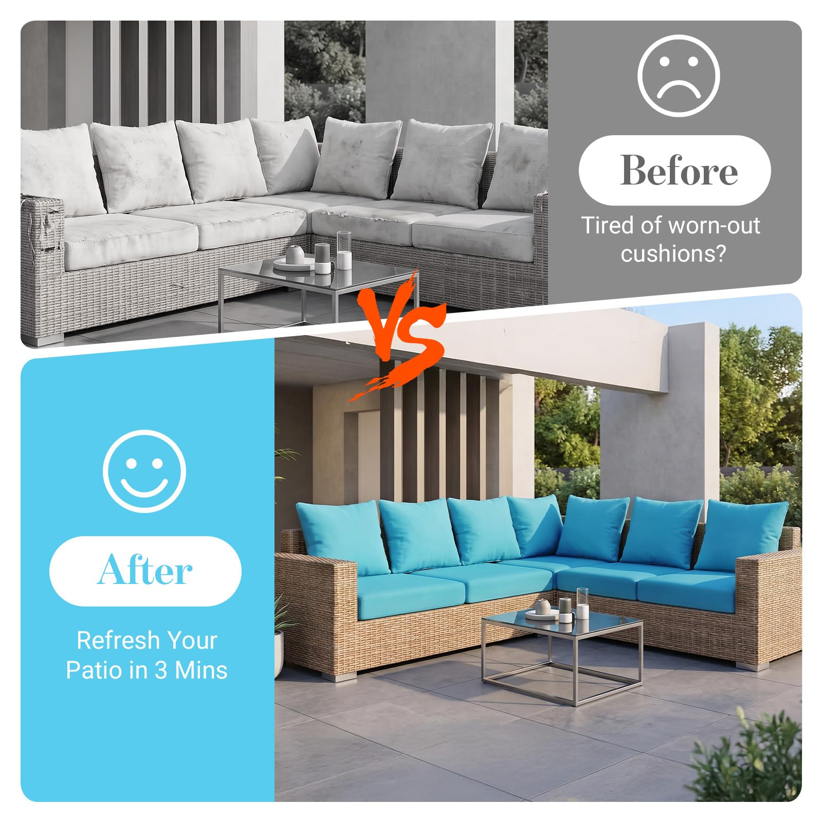 pickyNproud Aqua Blue cushion covers in a garden setting