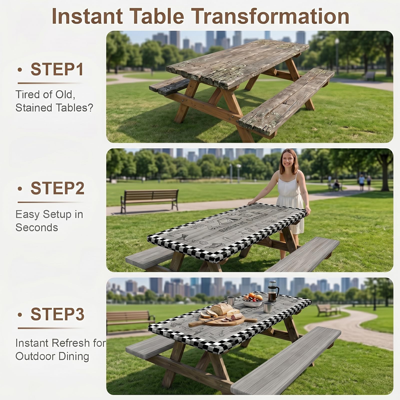 pickyNproud picnic table cover set dimensions on table