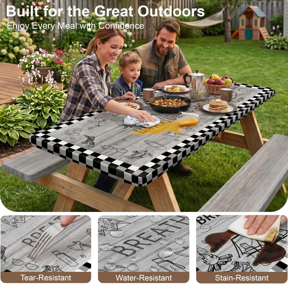 pickyNproud picnic table cover set on outdoor table