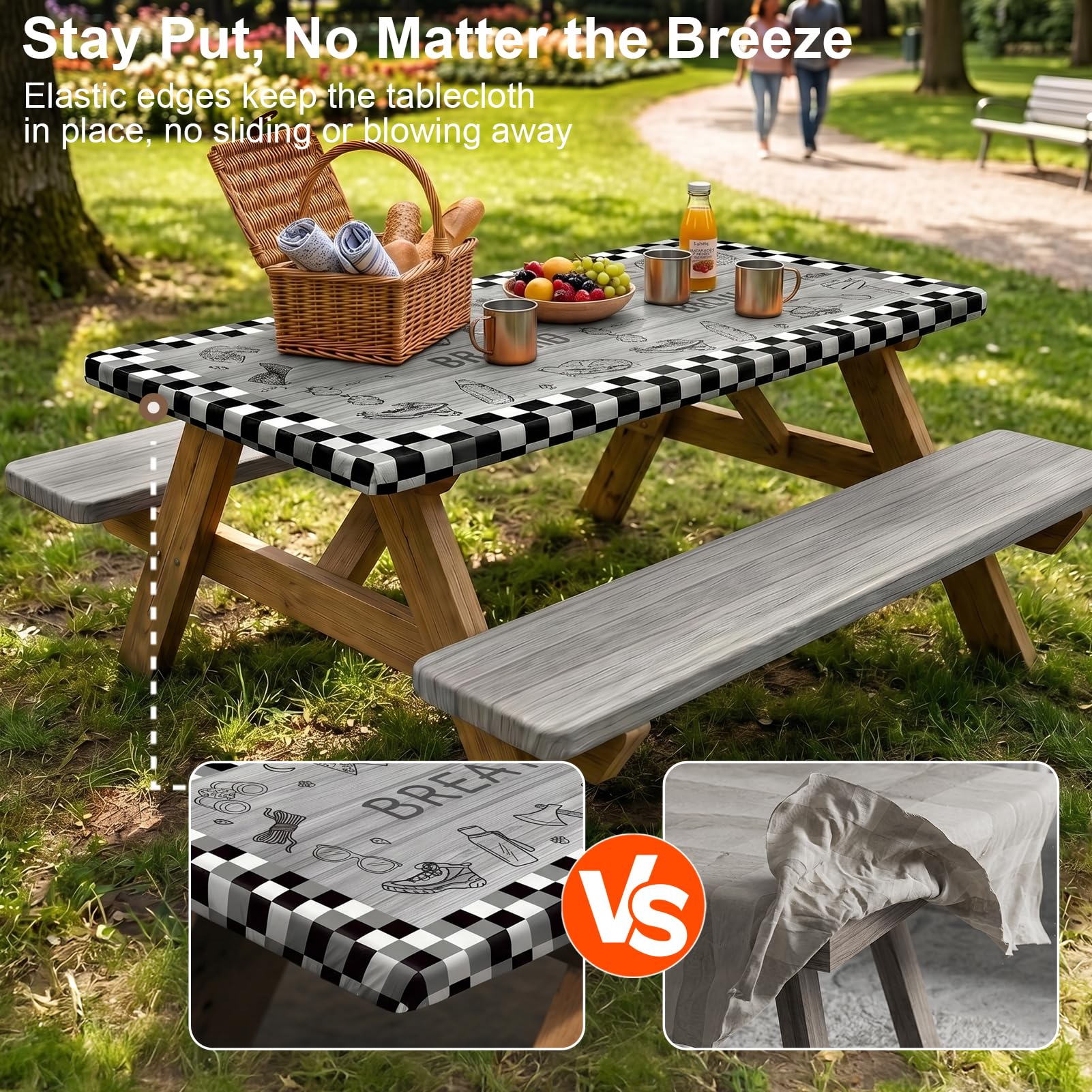 pickyNproud picnic table cover set with elastic pocket design