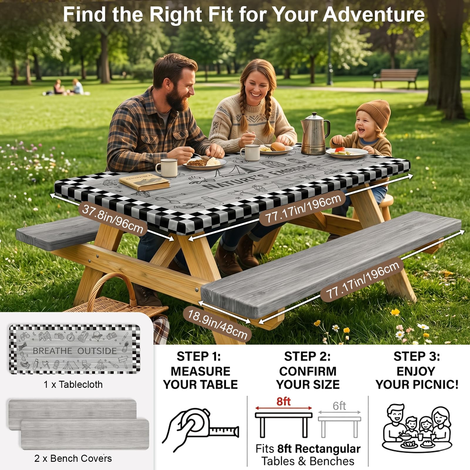 pickyNproud picnic table cover with bench covers displayed