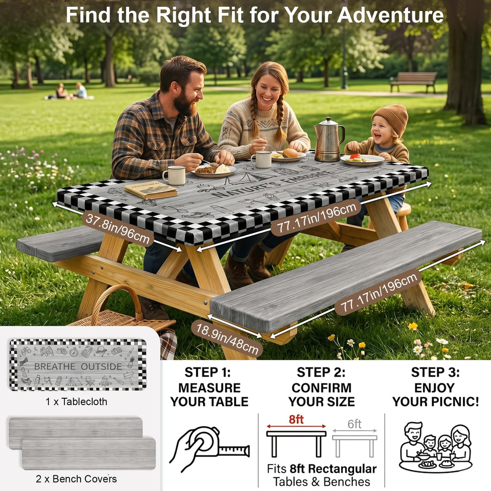 pickyNproud picnic table cover with bench covers displayed