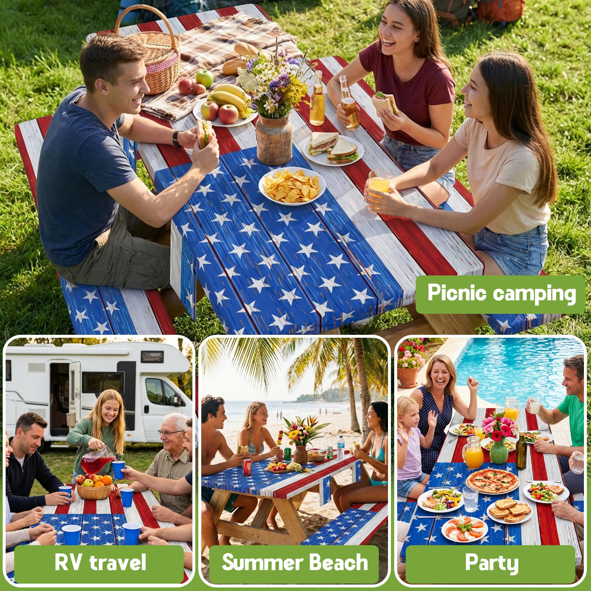 Picnic table cover set in outdoor picnic setting