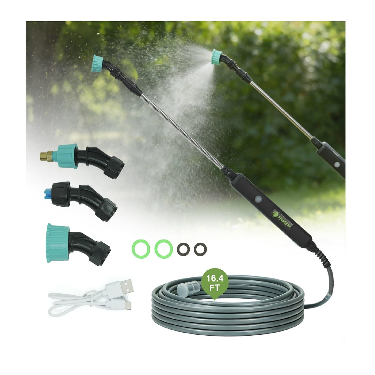 PINAGRAY Electric Sprayer Wand front view with adjustable nozzle