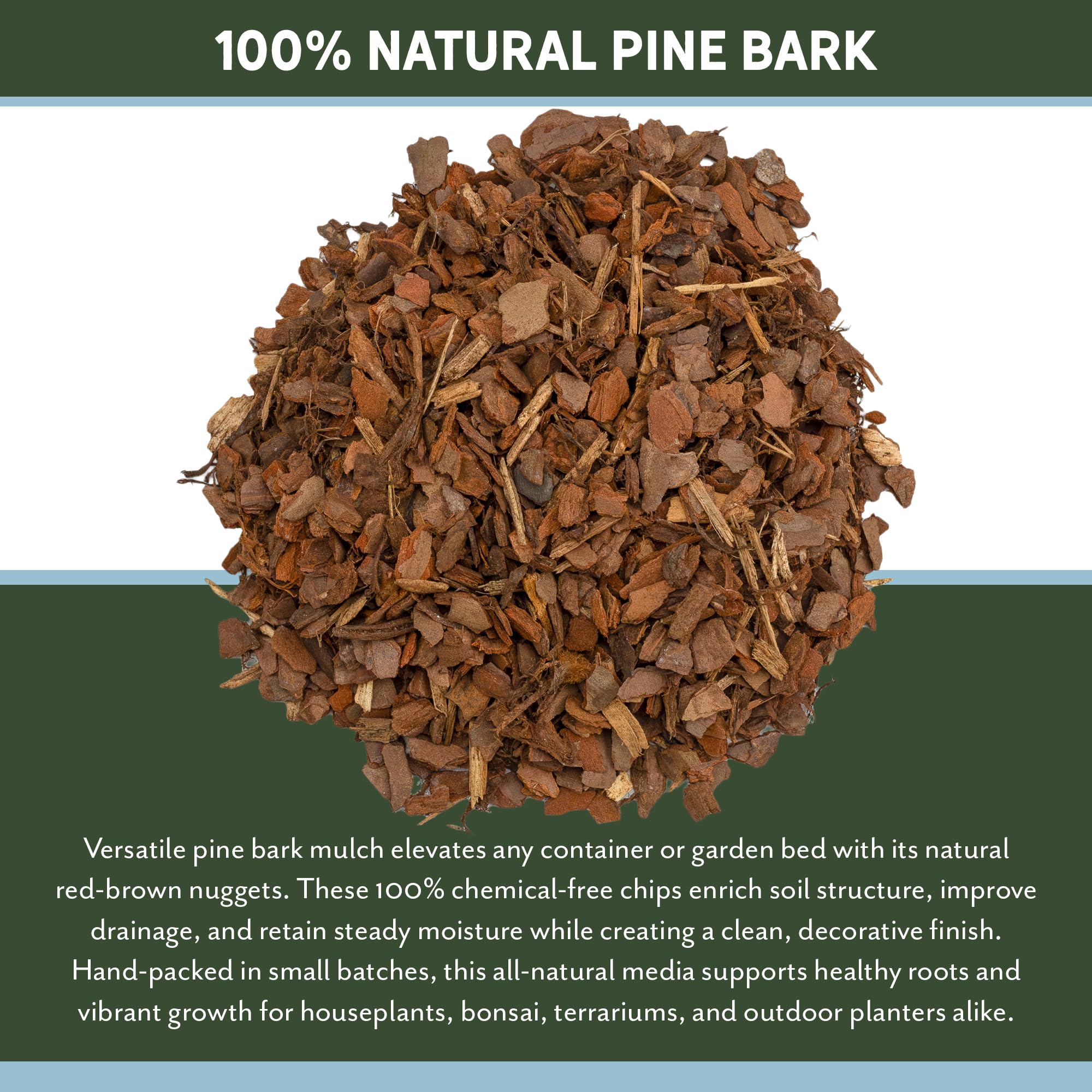 Pine bark nuggets being poured into a large container