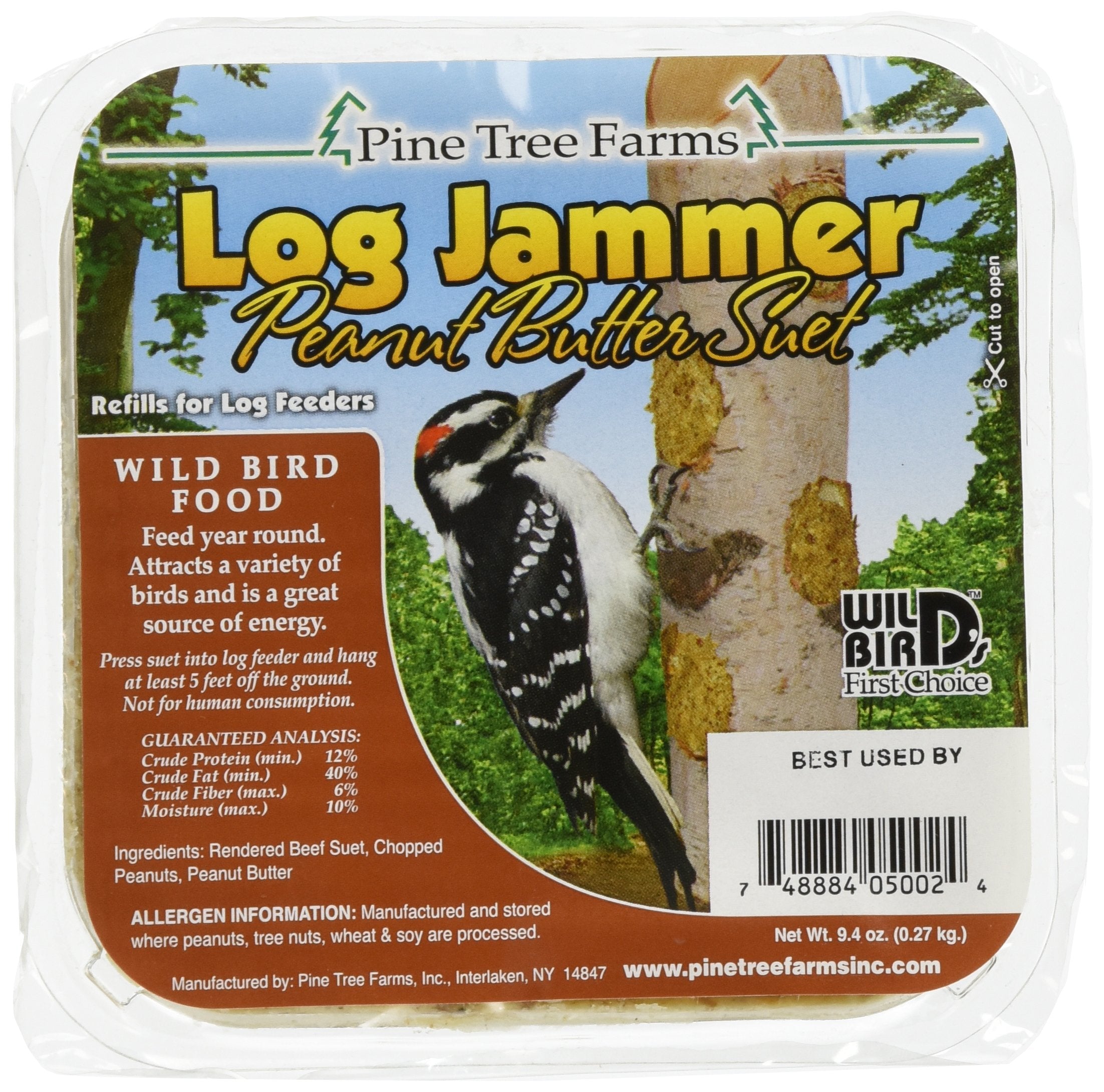 Pine Tree Farms Log Jammer Peanut Suet Plug front view