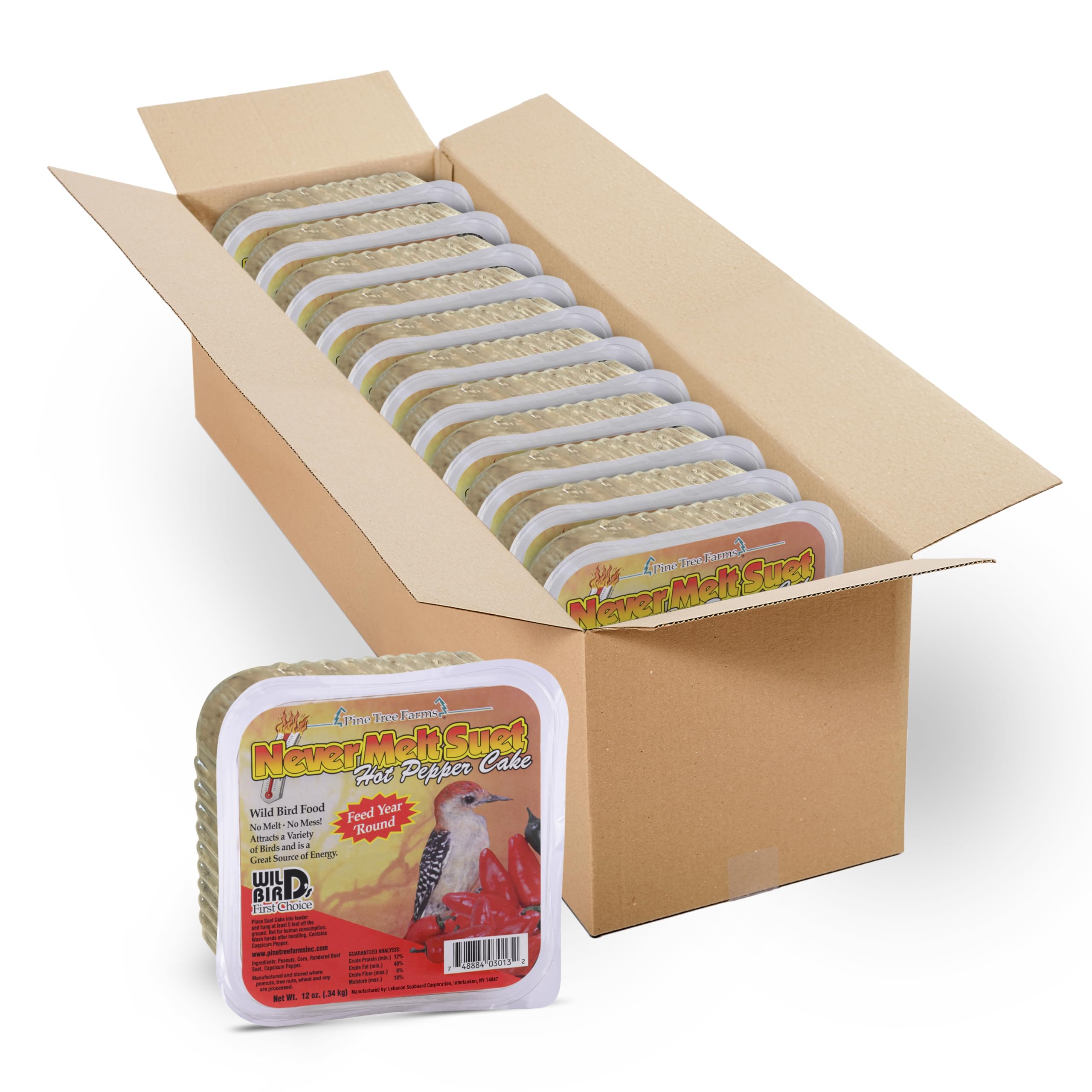 Pine Tree Farms Never Melt Hot Pepper Suet Cake, tan colour, front view