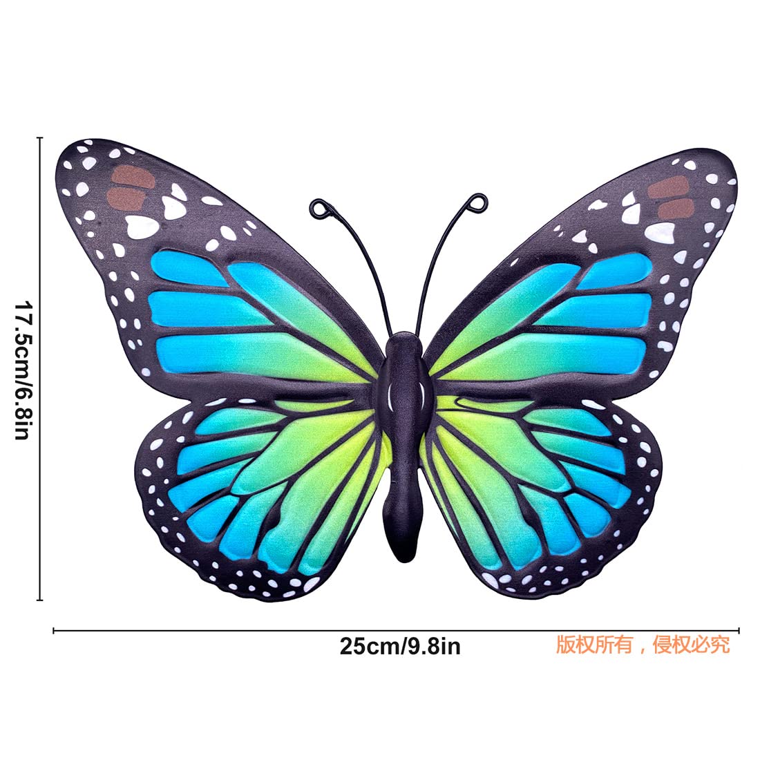 Pink EOORAU butterfly wall art in a garden setting