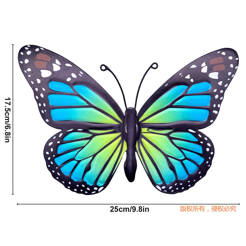 Pink EOORAU butterfly wall art in a garden setting