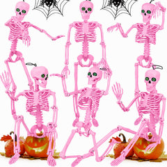 Pink skeleton decoration front view with movable joints