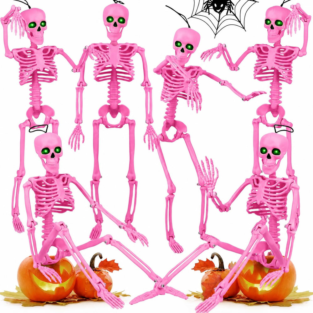 Pink skeleton decoration with a spooky background