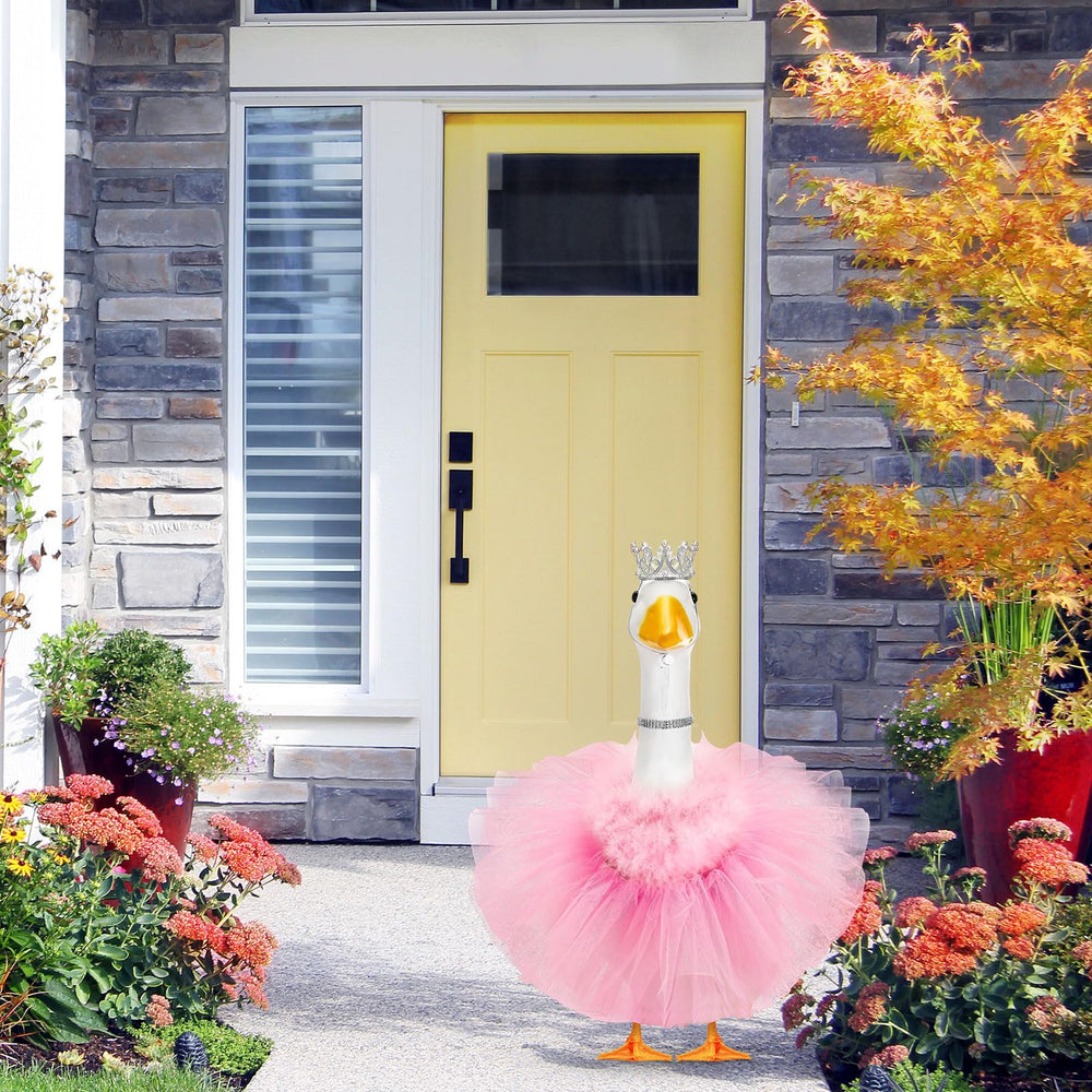 Pink tutu skirt with feather trim from the goose outfit
