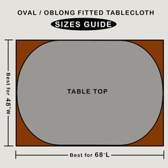 Pioggia Oval Vinyl Fitted Tablecloth laid out on a dining table