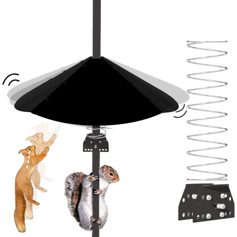 PirateAnt 20-inch Metal Squirrel Baffle front view in black