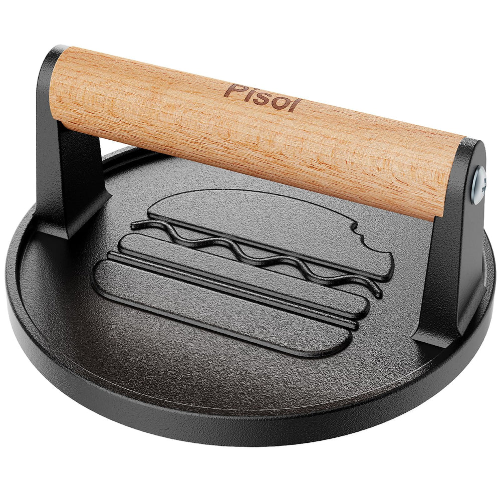 Pisol Smash Burger Press with burgers being prepared