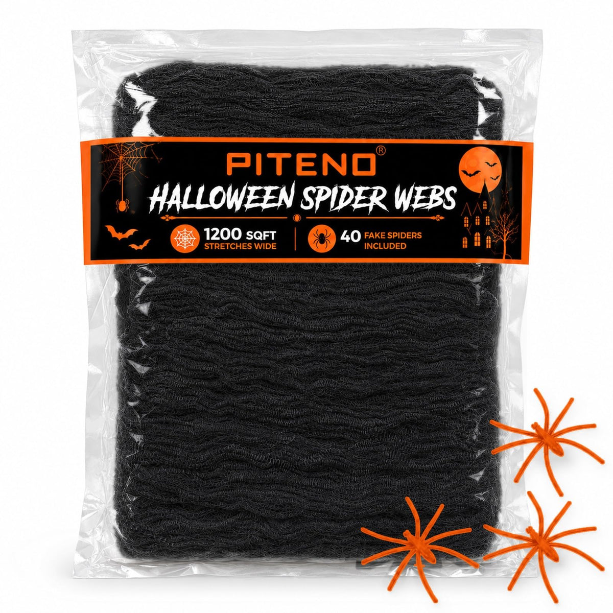 Piteno Spider Webs Halloween Decorations black web with fake spiders