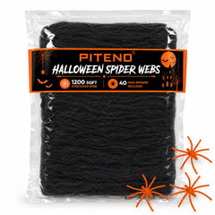 Piteno Spider Webs Halloween Decorations black web with fake spiders