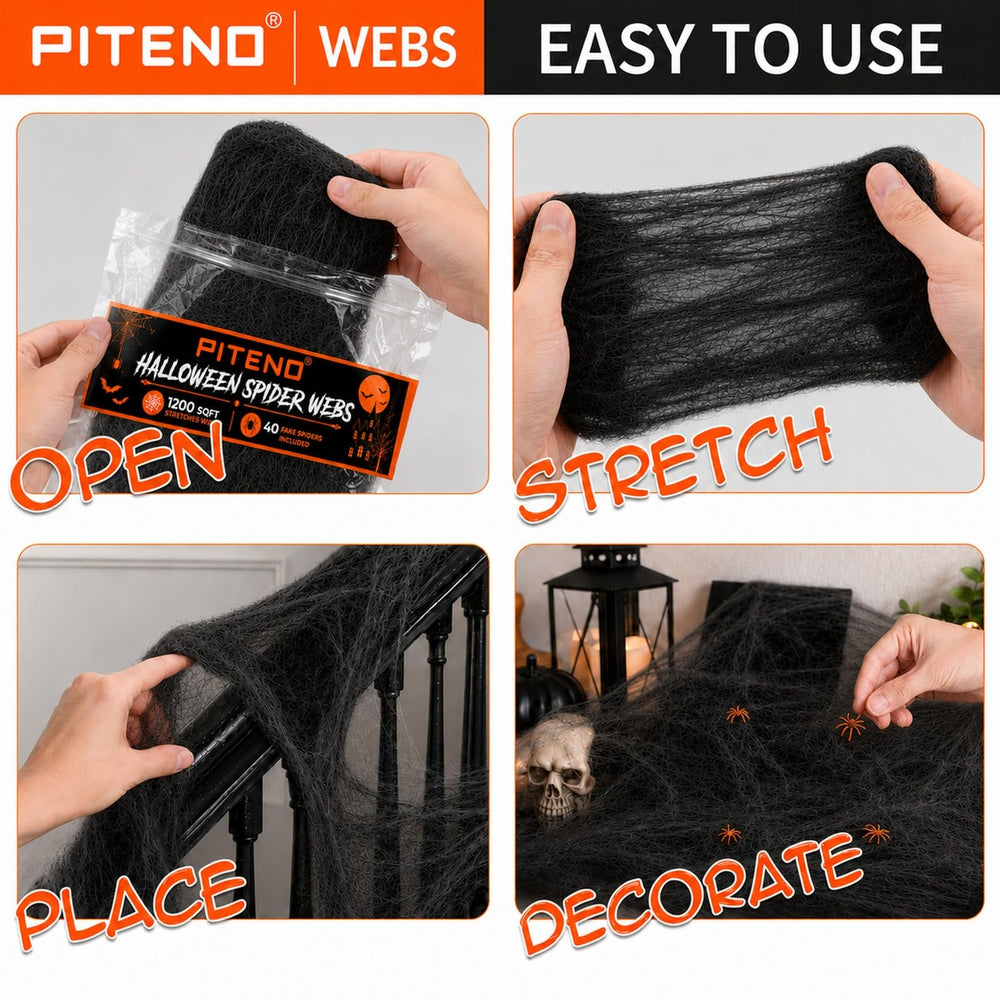 Piteno Spider Webs setup in a haunted house display