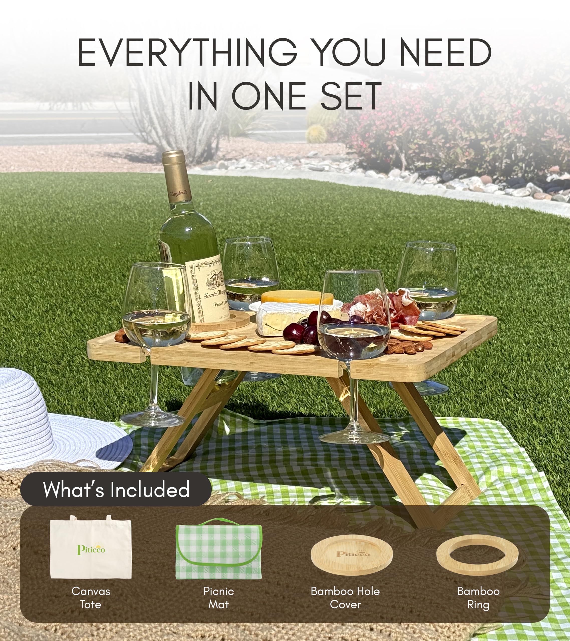 Piticco Portable Wine Picnic Table dimensions and specifications