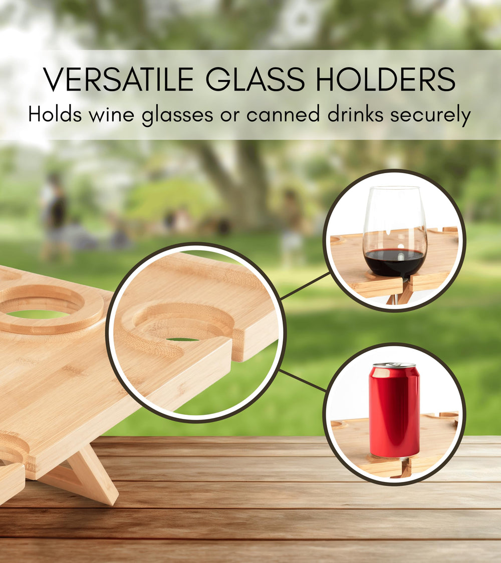 Piticco Portable Wine Picnic Table with picnic mat