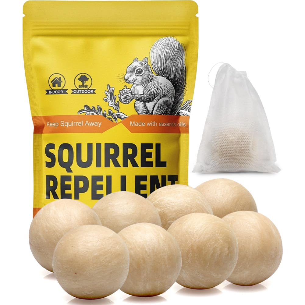 PJCFDOP Squirrel Repellent outdoor balls in orange packaging