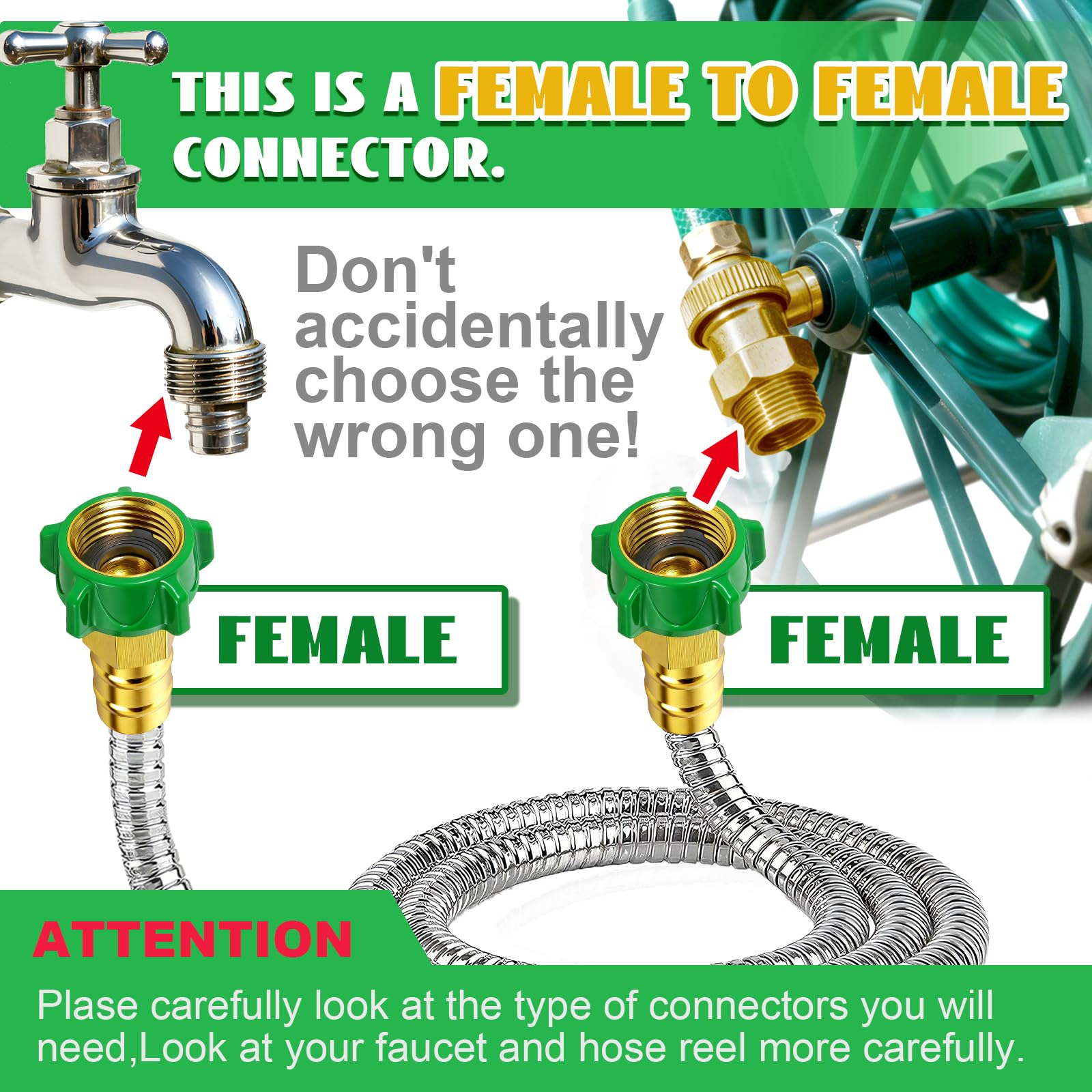 PJT stainless steel connector with rubber washers