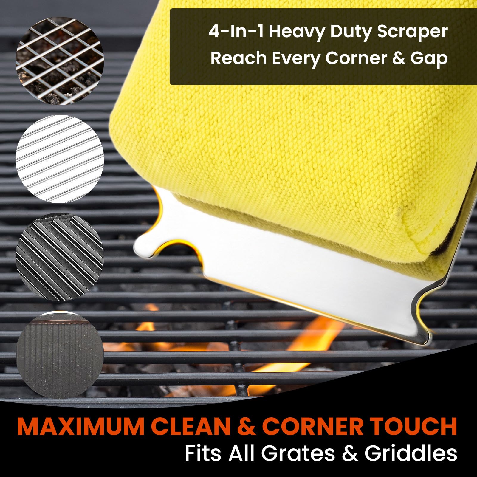 Pkharmonica grill brush on a grill surface