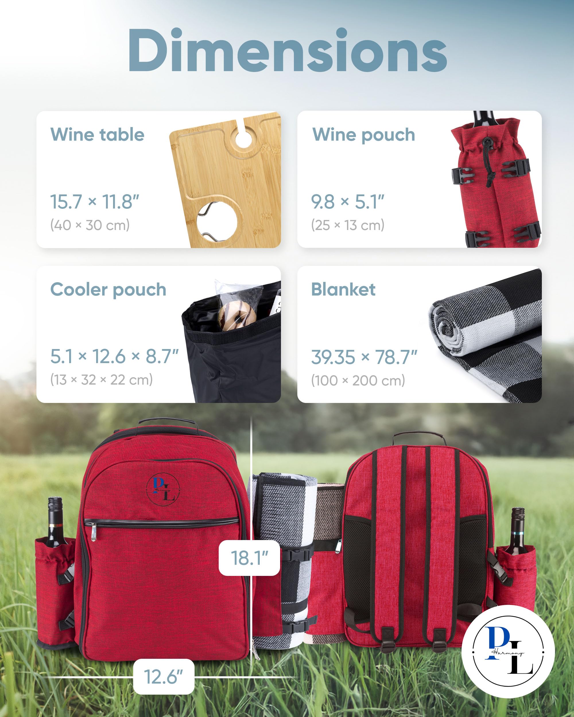 PL Harmony Picnic Backpack shown on a picnic setting