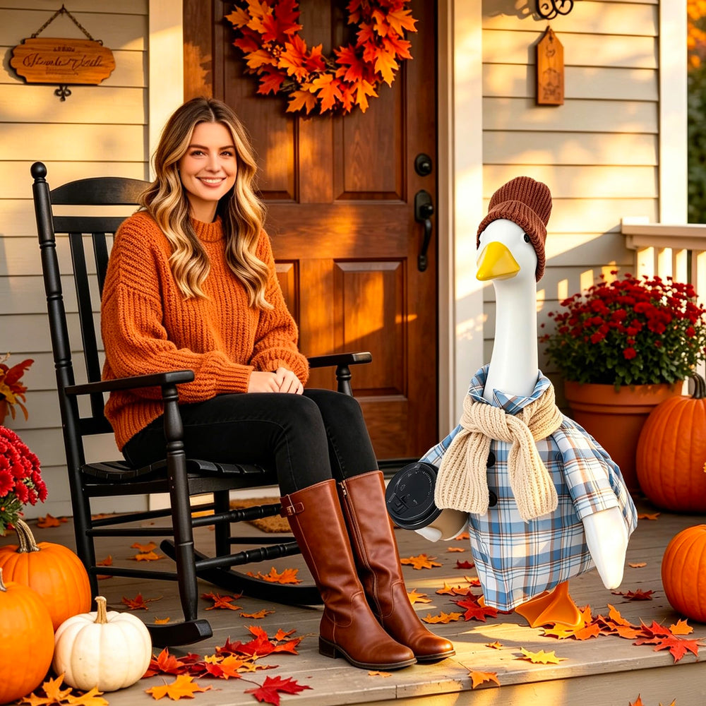 Plaid design of FYSUIMU goose costume set for fall decor