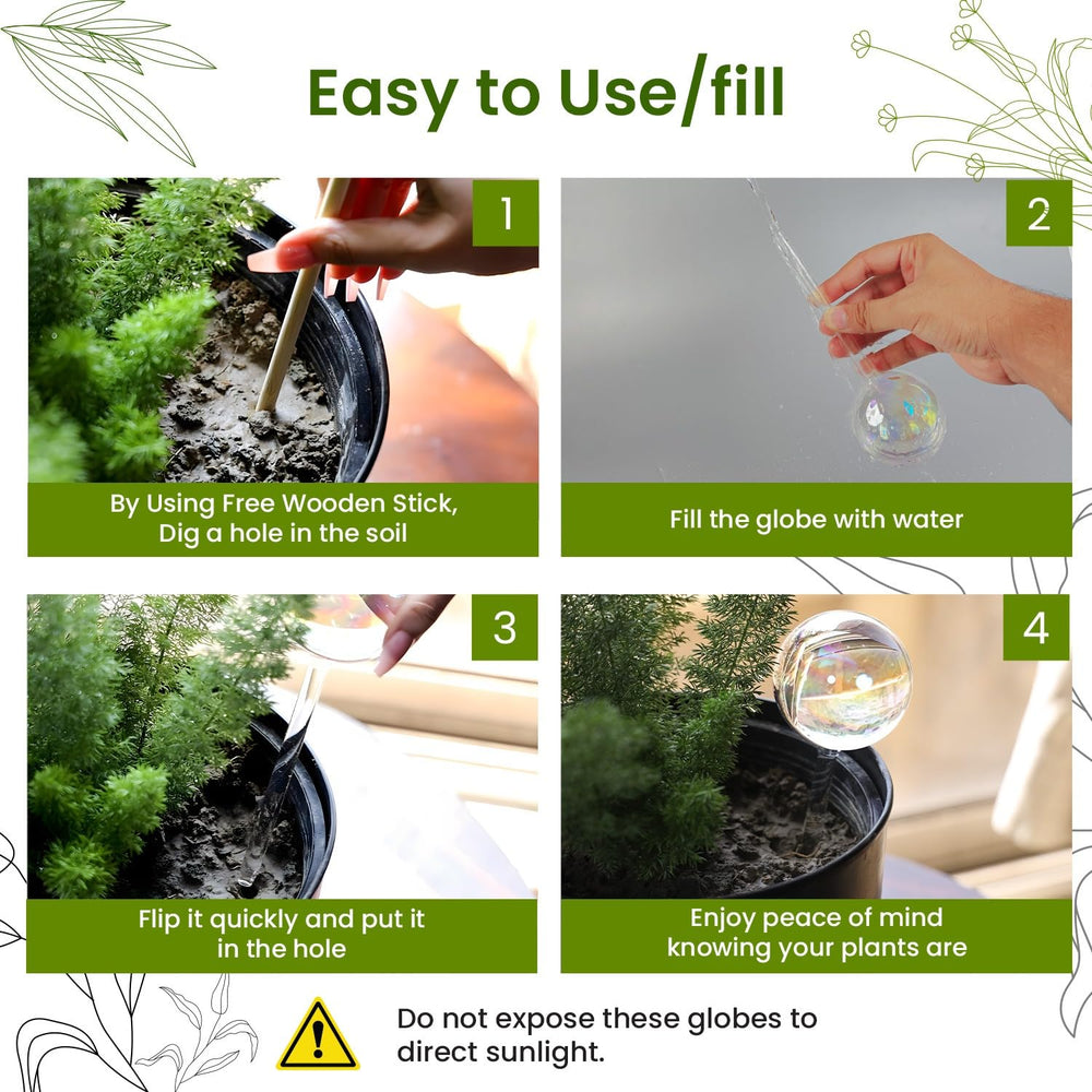 PlanKKers self watering globe inserted in a potted plant