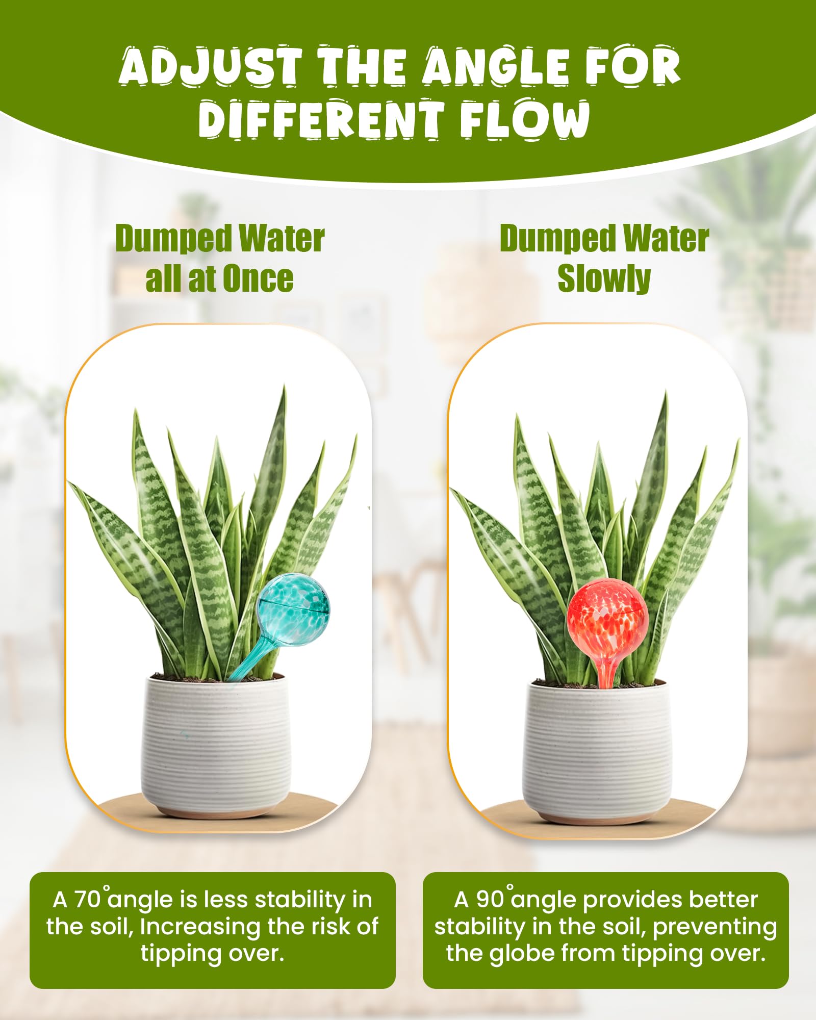 PlanKKers self watering globe inserted in plant soil