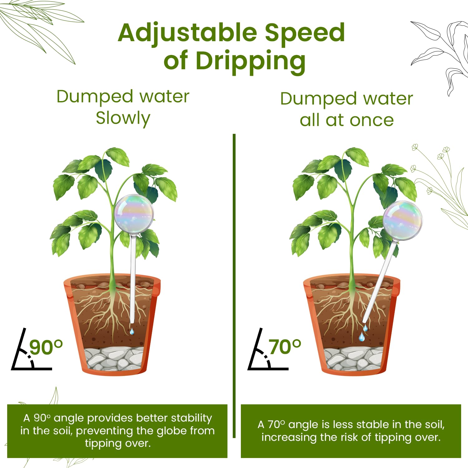 PlanKKers self watering globes displayed on a table