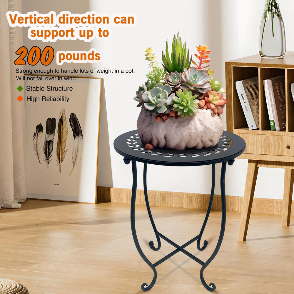 Plant Castle Round Side Table Set of 2, black metal, close-up of legs