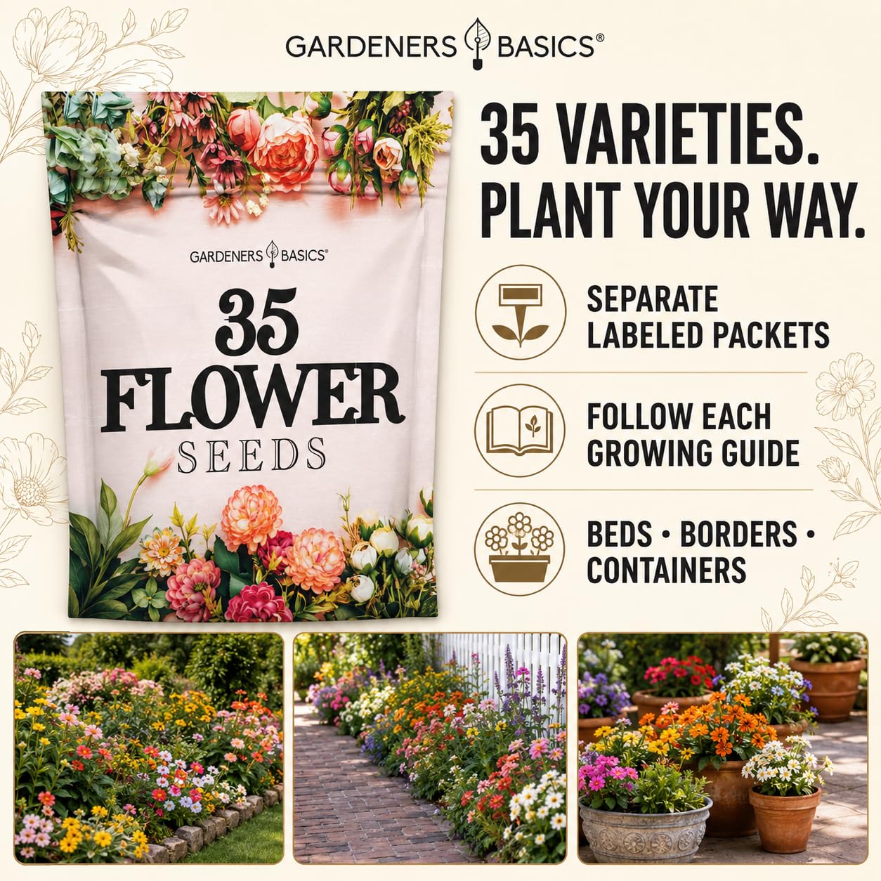 Plant markers included for organizing flower beds