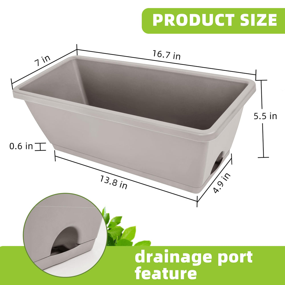 Planter dimensions L16.6 x W7 x H5.9 inches