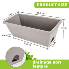Planter dimensions L16.6 x W7 x H5.9 inches
