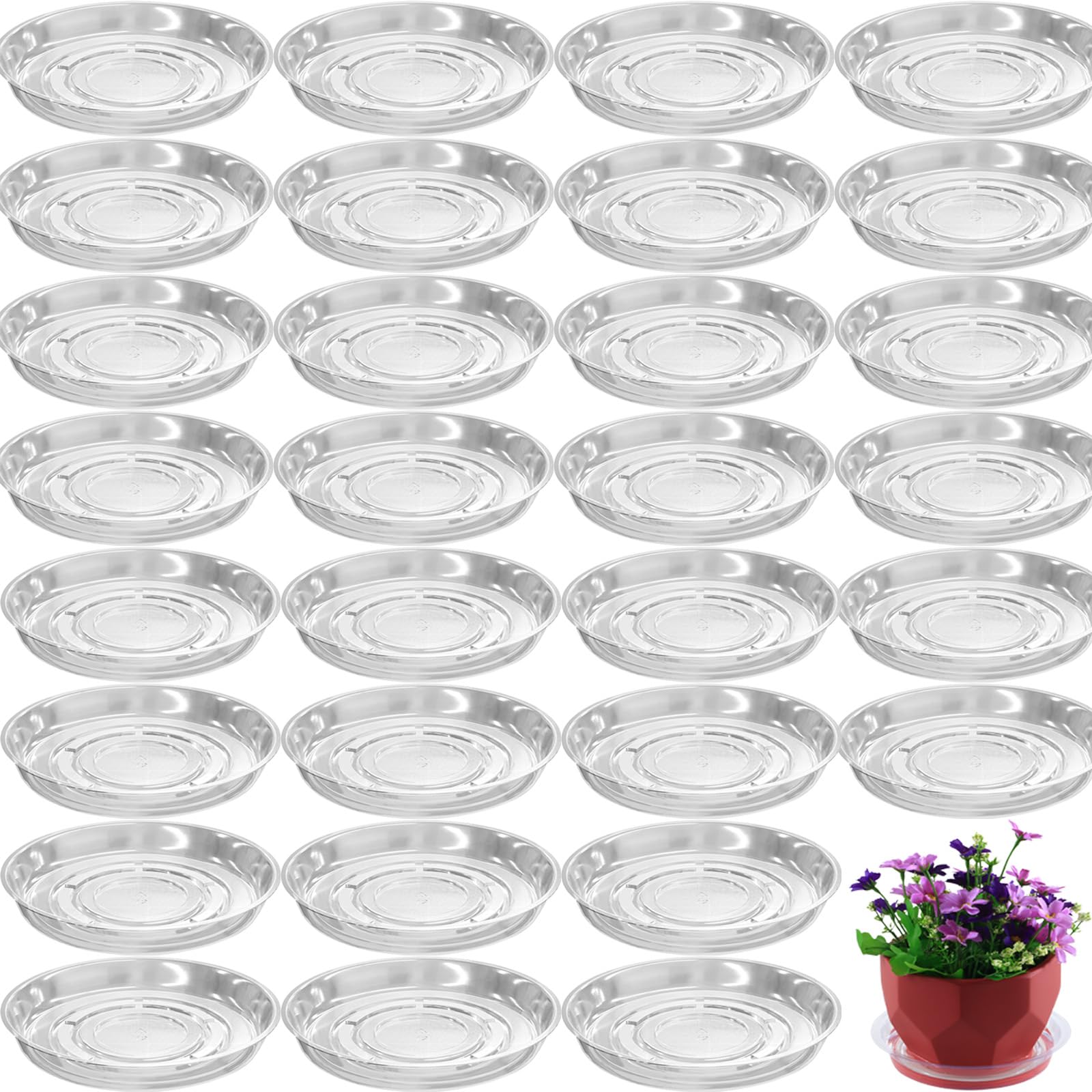 Planterhoma 4 inch clear plant saucer front view