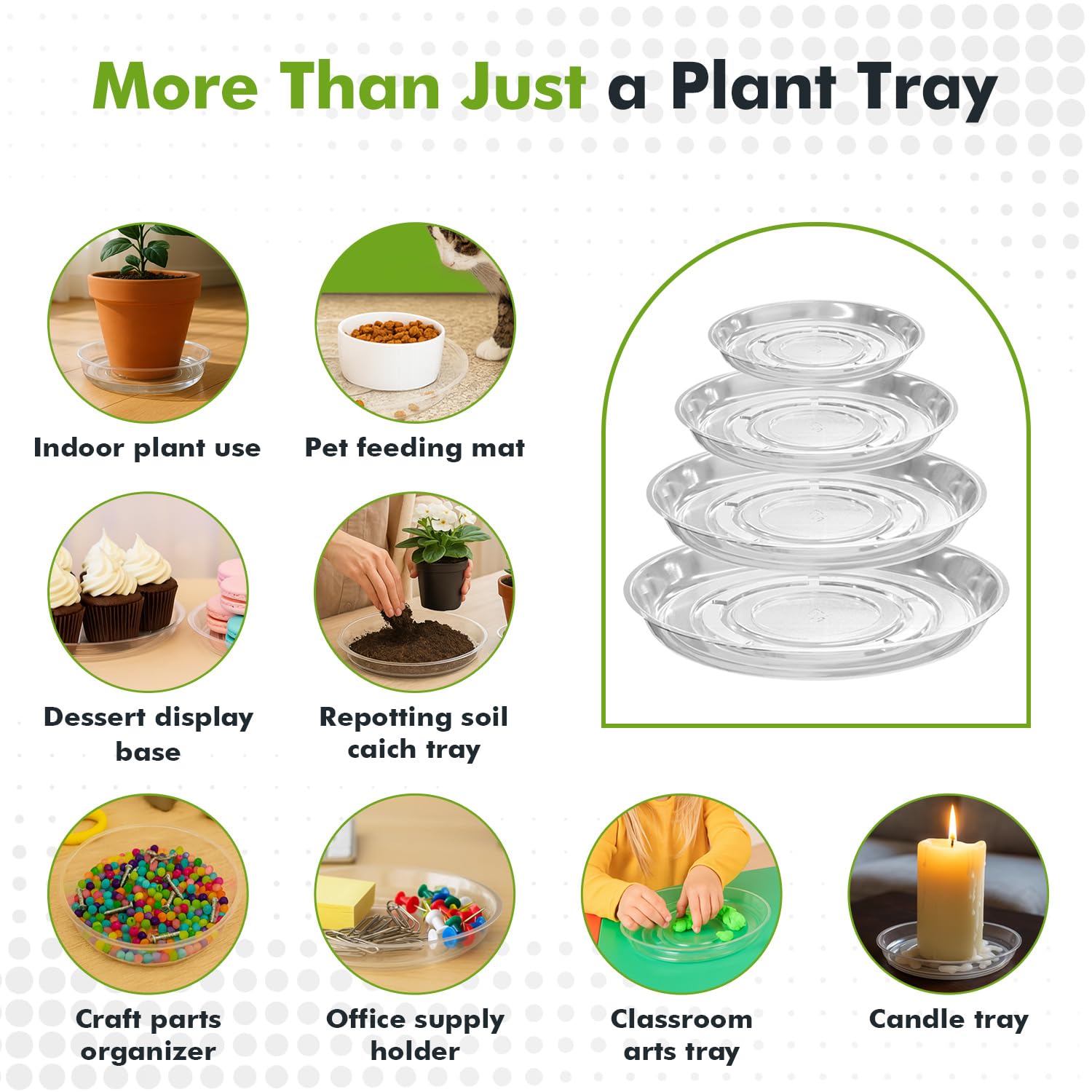 Planterhoma 4 inch clear plant saucer with colorful pebbles