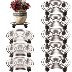 Planterhoma 8 Pack Metal Plant Caddy 13.8 inch front view