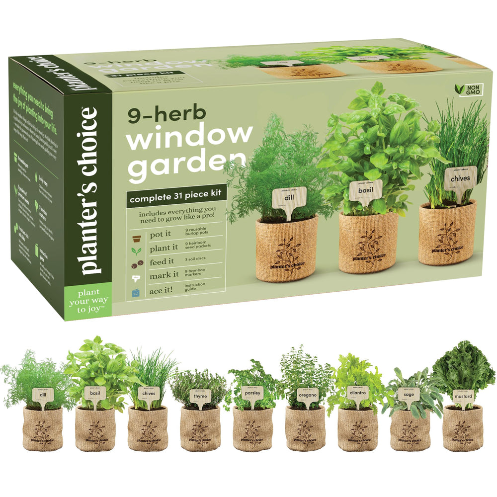 Planters' Choice 9 Herb Indoor Garden Kit with seeds and soil discs