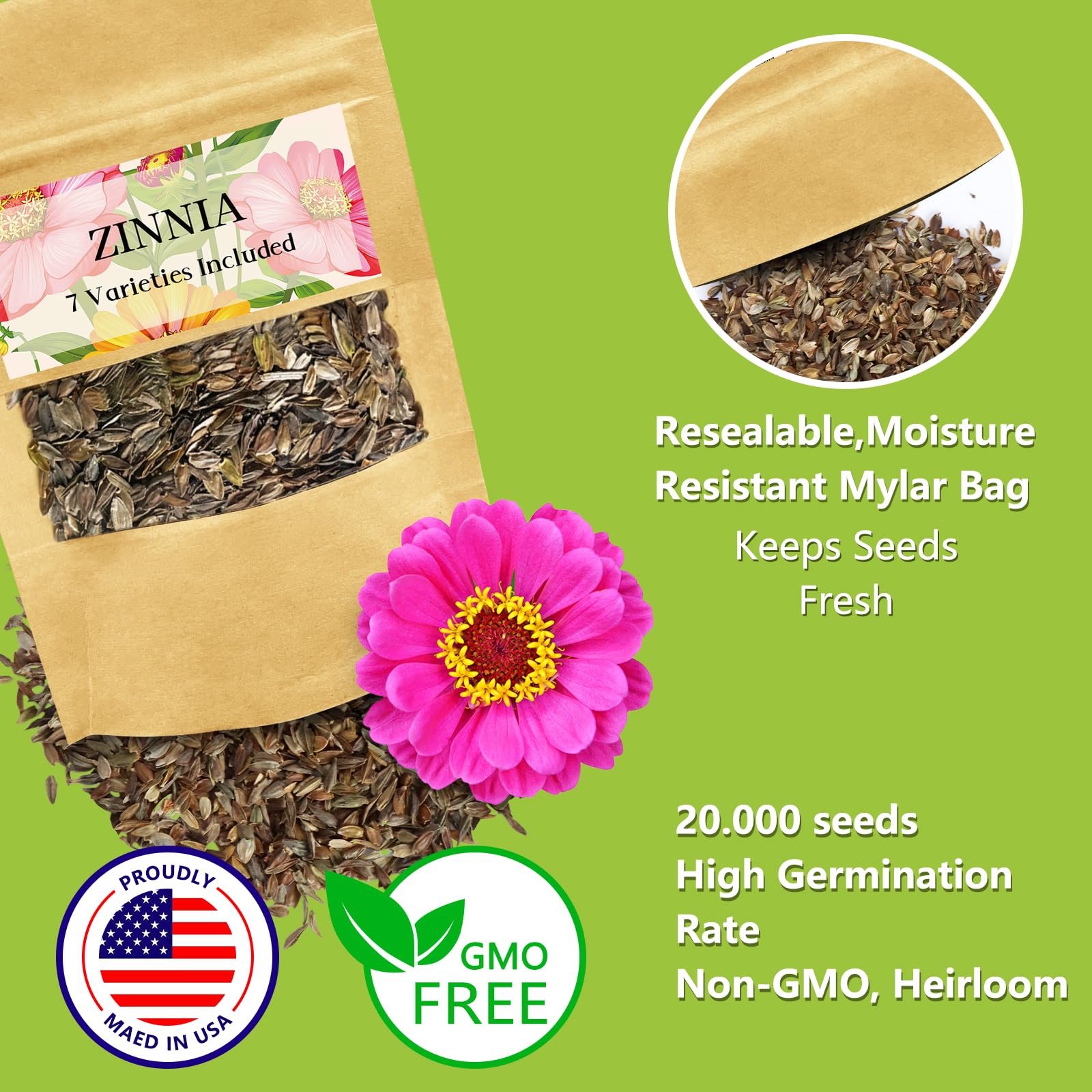 Planting instructions included with zinnia seeds