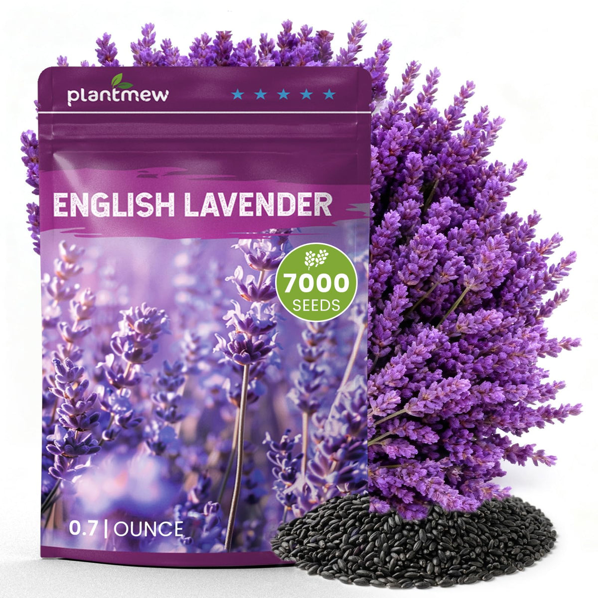PLANTMEW Lavender Seeds 0.7 oz pouch front view