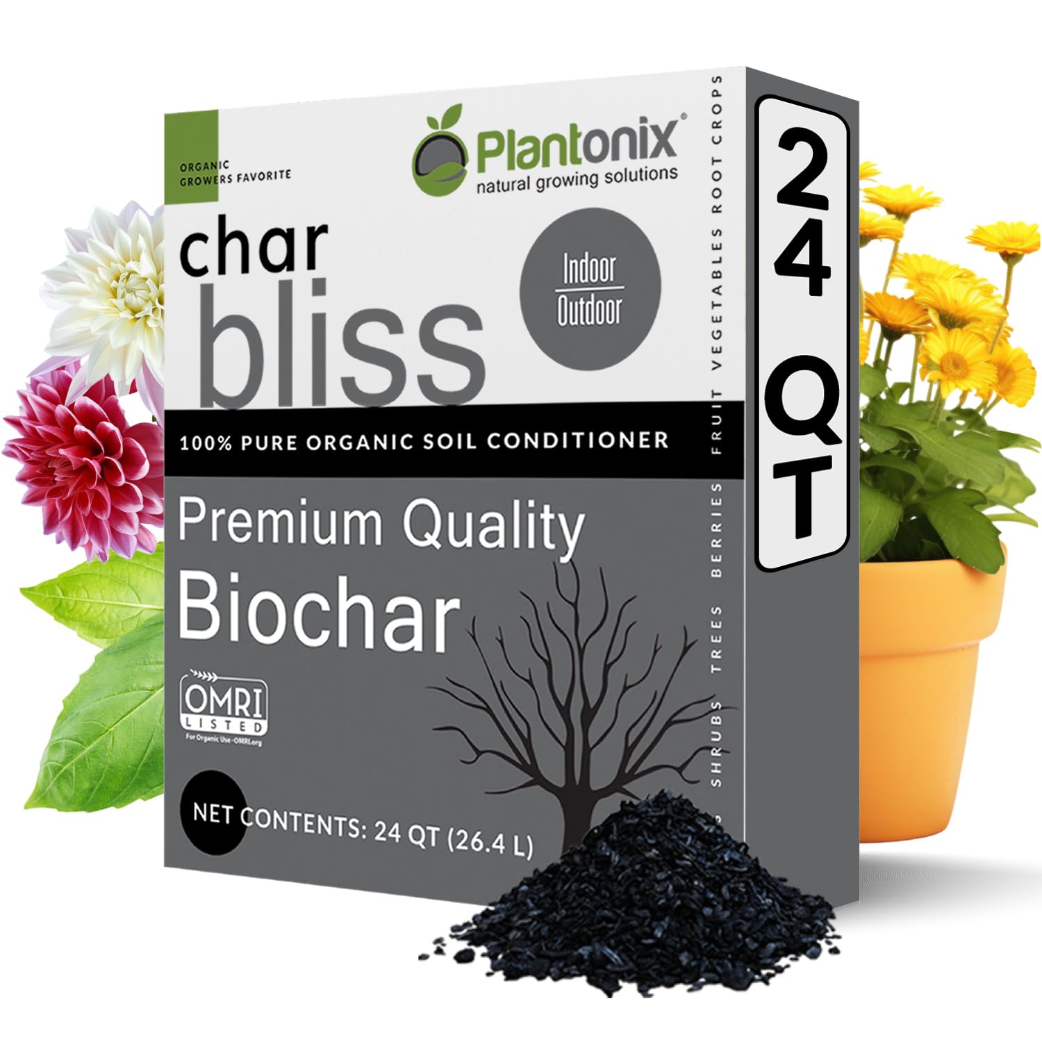 plantonix Char Bliss 24 Qt organic biochar soil amendment front view